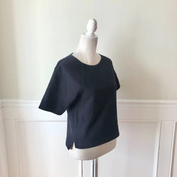 Forever 21 Quilted Boxy Short Sleeve Navy Tee S - Picture 4 of 6